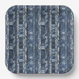 Verontruste en gevlochten Blue Jean Denim Papieren Bordje