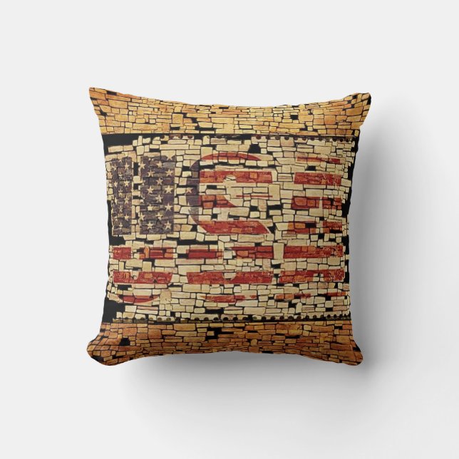  verontruste USA Letters en American Flag Kussen (Voorkant)