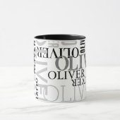 Verontrustende typografie zwart-wit mok (Midden)