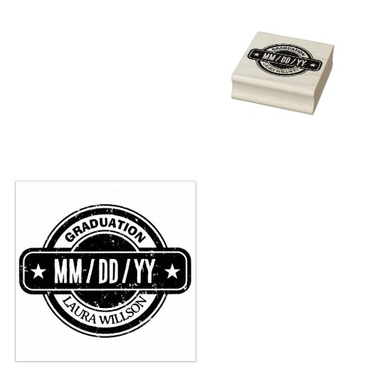 Verontrustte aangepaste afstudeerdatum rubberstempel (Gestempeld)