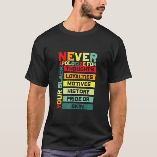 Verontschuldig je voor je zwartheid Black History  T-shirt (Voorkant)