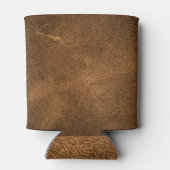 Verouderd bruin leer: klassieke textuur blikjeskoeler (Achterkant)