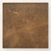 Verouderd bruin leer: klassieke textuur glazen onderzetter (Voorkant)