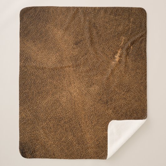 Verouderd bruin leer: klassieke textuur sherpa deken (Voorkant)