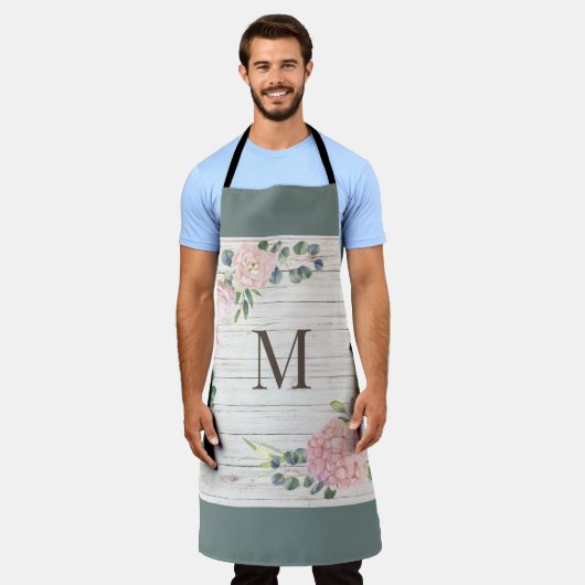 Verouderd hout Bloemen All-Over Print Schort (Gedragen)