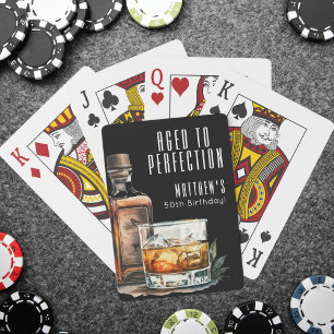 Verouderd tot in perfectie verjaardagwhiskey pokerkaarten