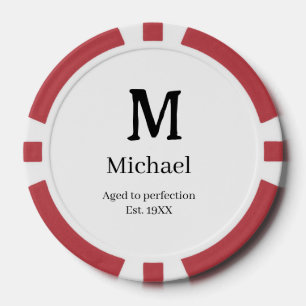 Verouderd tot perfectie est. 19XX monogram naam le Poker Chips
