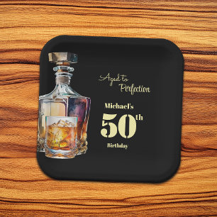 Verouderd tot perfectie Heren 50ste Whiskey Verjaa Papieren Bordje