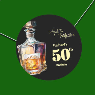 Verouderd tot perfectie Heren 50ste Whiskey Verjaa Ronde Sticker