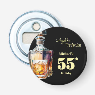 Verouderd tot perfectie Heren 55e Whisky-verjaarda Button Flesopener
