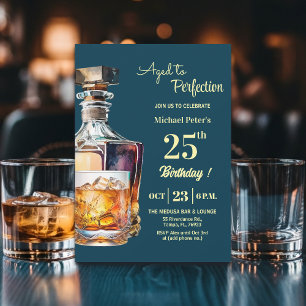 Verouderd tot perfectie Mannen 25e Whiskey Verjaar Kaart
