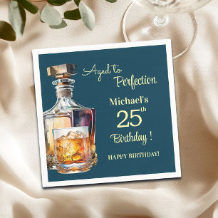Verouderd tot perfectie Mannen 25e Whiskey Verjaar Servet