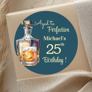 Verouderd tot perfectie mannen 25e whisky verjaard ronde sticker