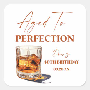 Verouderd Tot Perfectie Whisky Glas Verjaardagsfee Vierkante Sticker