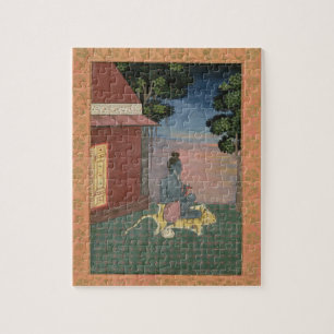 Verouderde azijn op een tijgerhuid buiten een buil legpuzzel