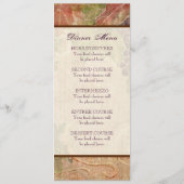 Verouderde druif wijngaard bruiloft diner menu (Achterkant)