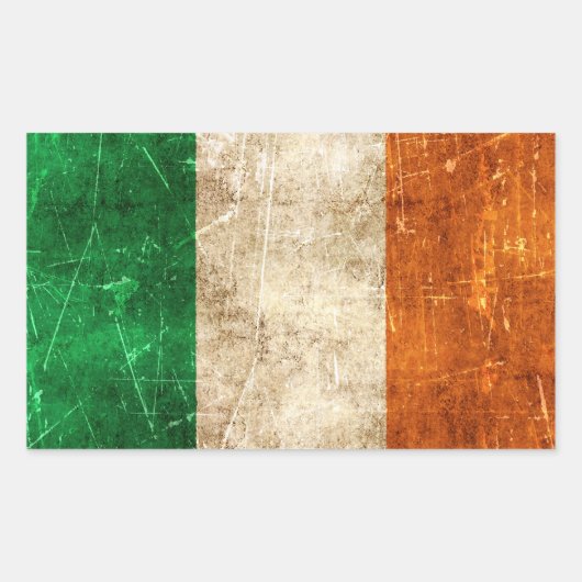 verouderde en bekrast vlag van Ierland Rechthoekige Sticker (Voorkant)
