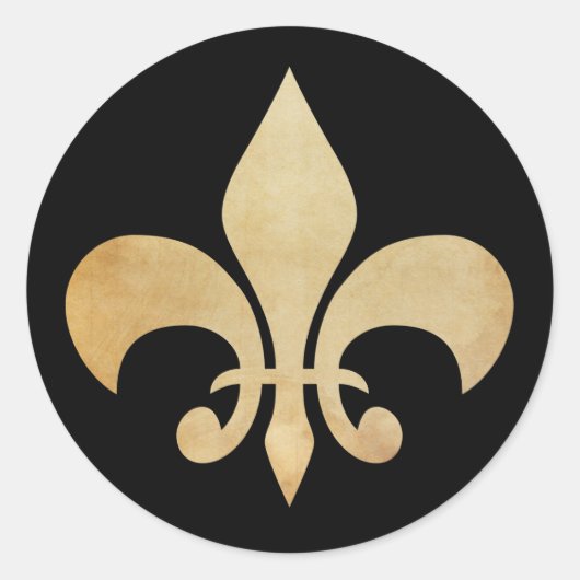 Verouderde Fleur de Lis Ronde Sticker (Voorkant)