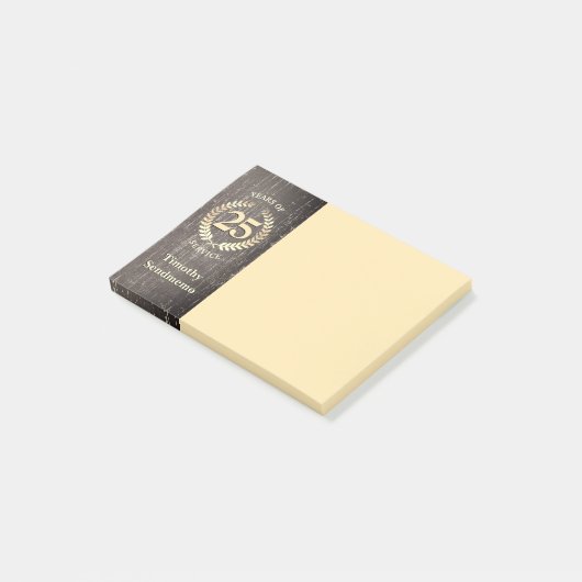 Verouderde lauweren aangepaste jaar werknemer jubi post-it® notes (Schuin)