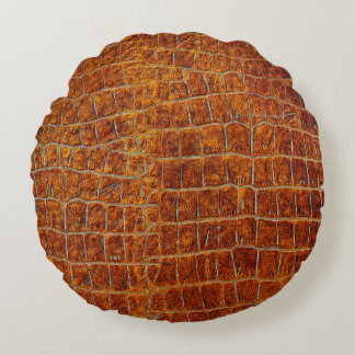 Verouderde ledertextuur van bruin dierenleder rond kussen