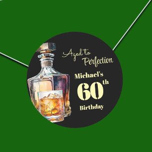 Verouderde perfectie Heren 60ste Whiskey Verjaarda Ronde Sticker