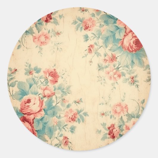 Verouderde pracht, perzik shabby chic ronde sticker (Voorkant)