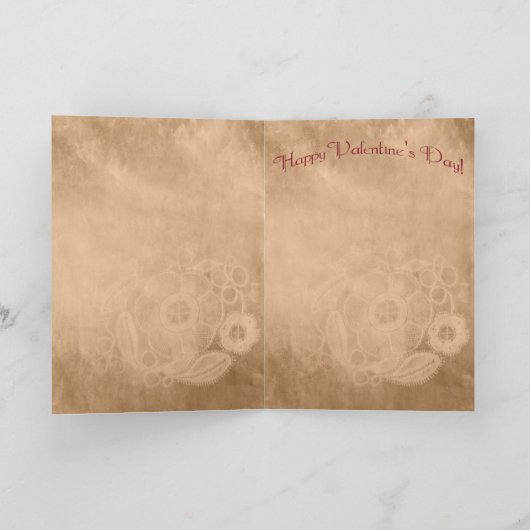 Verouderde Rozen, Harten en Kant Valentijn Feestdagen Kaart (Binnen)