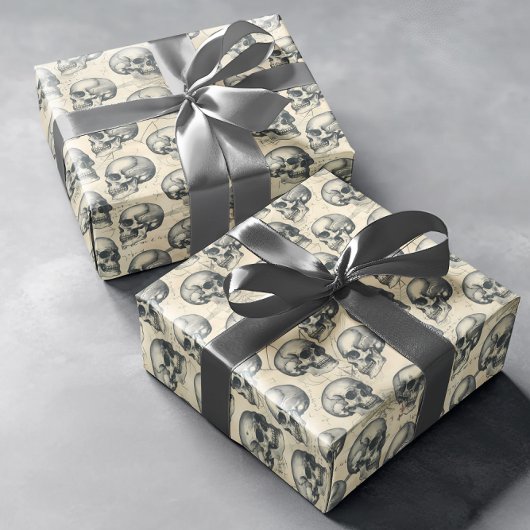 verouderde schedels Halloween Gothic Pattern Cadeaupapier