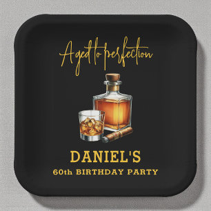 Verouderde tot perfectie sigaar-whisky 60ste verja papieren bordje