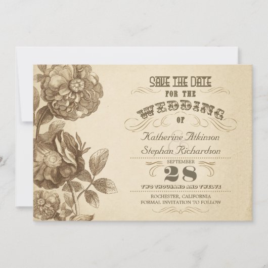 verouderde typografie Sla de datum op Save The Date (Voorkant)