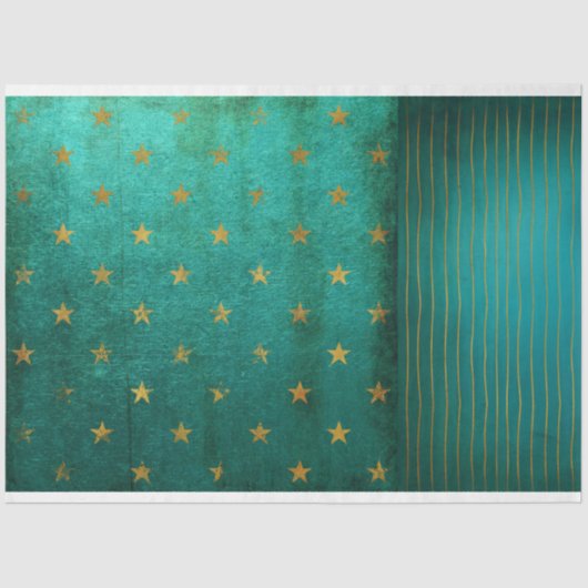  Verouderde Verstoorde Turquoise Decoupage Tissuepapier (Voorkant)