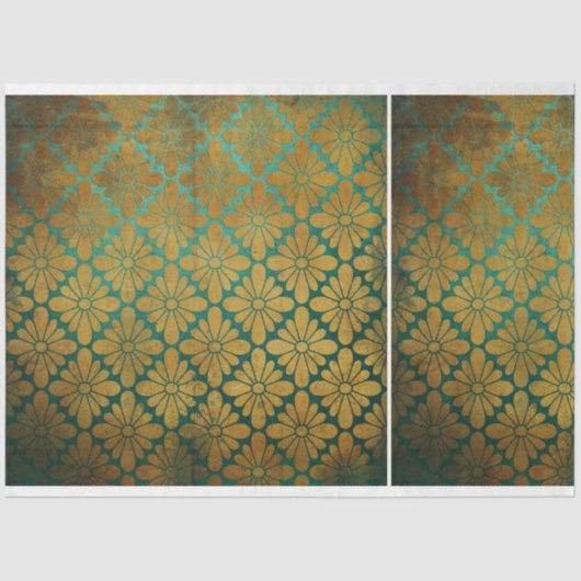 Verouderde Verstoorde Turquoise Decoupage Tissuepapier (Voorkant)