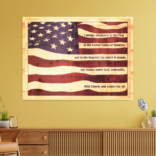 Verouderde vlag met pleister van lucianenhout canvas afdruk (Insitu (Woonkamer))