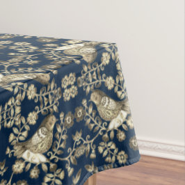Verouderde vogel Willow Style Navy Blue Tablecloth Tafelkleed