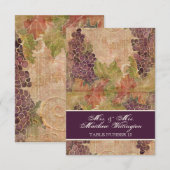 Verouderde Wijngaard Trouwtafel Nummer Zitplaats Kaart (Voorkant / Achterkant)