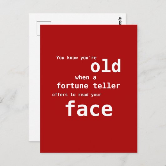 Verouderen: waarzegster biedt aan gezicht te lezen briefkaart (Voorkant / Achterkant)