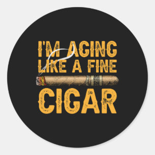 Veroudering als een fijne sigaar vaders dag grappi ronde sticker