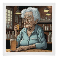 Veroudering Humor |l Oude Dame Drink Bier en Shot
