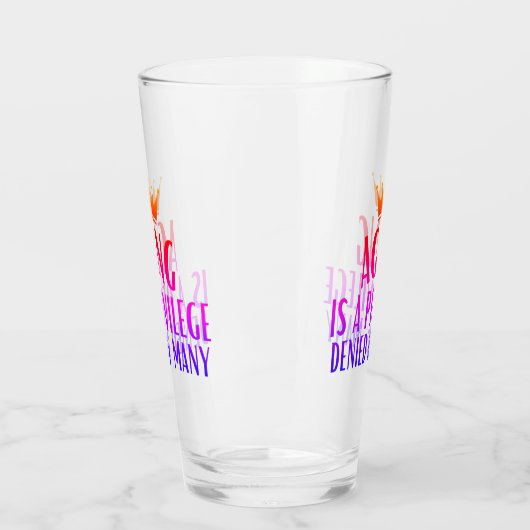 Veroudering is een voorrecht citaat senioren, groo glas (Links)