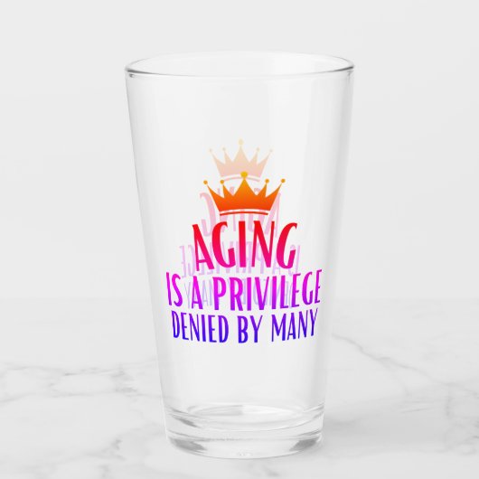 Veroudering is een voorrecht citaat senioren, groo glas (Voorkant)