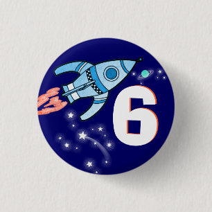 Verouderingsknop voor ruimteraketblauwe jongens ronde button 3,2 cm
