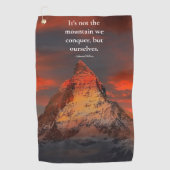 "Verover jezelf" Quote Oranje Mount Everest Golfhanddoek (Voorkant)