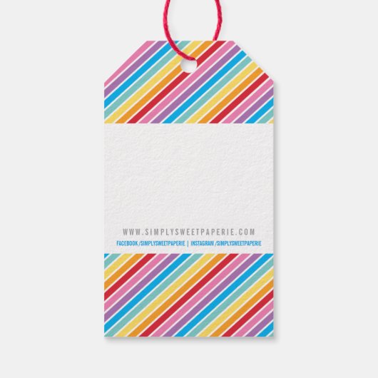 VERPAKKING DANK U heldere kleurrijke regenboogstre Cadeaulabel (Achterkant)