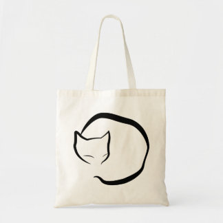 Verpakking met een slaapkat in vier regels tote bag