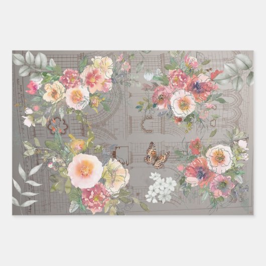 Verpakking Papier Decoupage Flat Sheets Set van 3 Inpakpapier Vel (Voorkant)