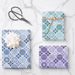 Verpakking papier set van 3 vellen boho stijl ontw