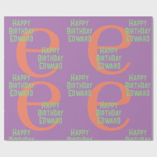 Verpakking Papieren monogram naam paarse munt teks Cadeaupapier