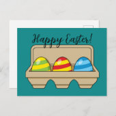 Verpakking van kleurrijke Cartoon paaseieren | Tek Feestdagenkaart (Voorkant / Achterkant)