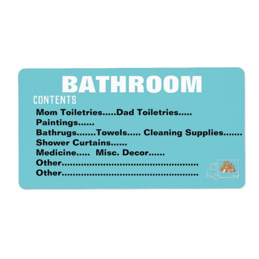 Verpakking Verhuislabels - Badkamer Etiket (Voorkant)