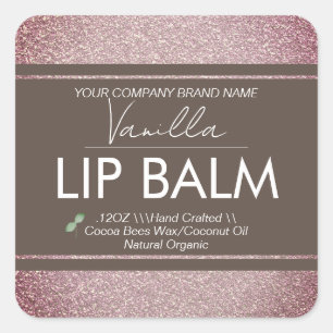 Verpakking voor vanille-lippenbalsem bedrijf vierkante sticker